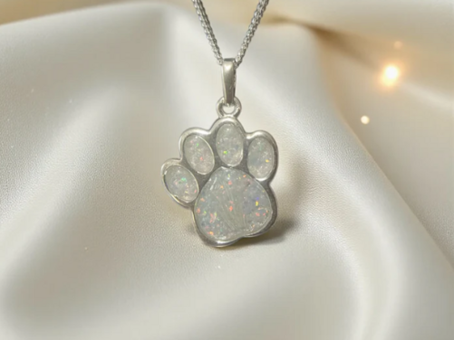 Memorial Ashes Paw Print Pendant